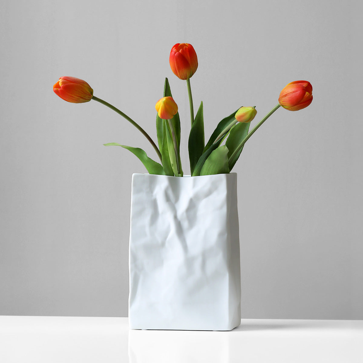 Washi – Ceramic Flower Vase, Handcrafted Japandi Paper Bag Design
