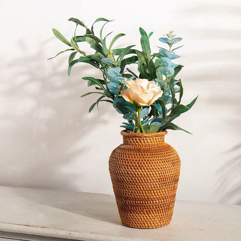 Kago – Japanese Flower Vase, Natural Handwoven Rattan Decor Basket
