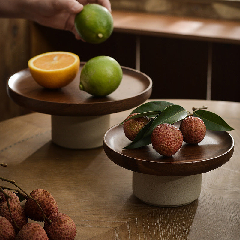 Komori – Japanese Acacia Wood Fruit Tray, Cake Stand with Serving Plate