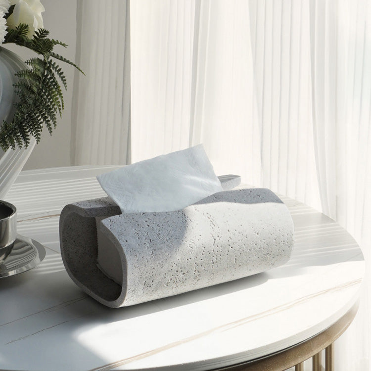 Suna – Japandi Tissue Holder, Handcrafted Natural Sandstone Accent