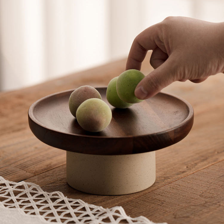Komori – Japanese Acacia Wood Fruit Tray, Cake Stand with Serving Plate
