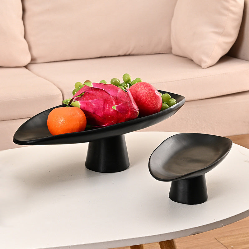 Kuroba – Japanese Decorative Pedestal Tray, Resin Fruit Bowl Decor