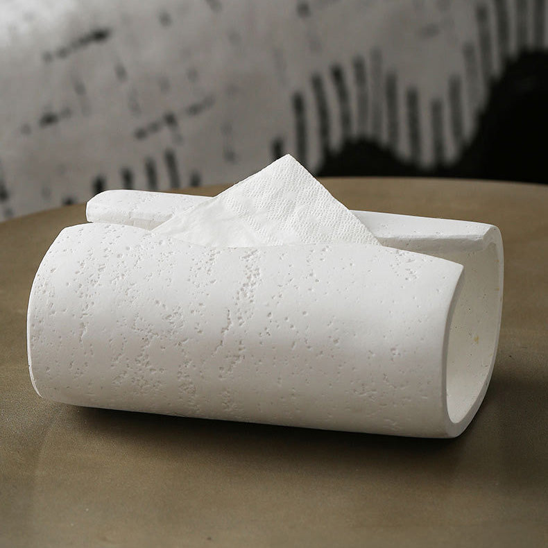 Suna – Japandi Tissue Holder, Handcrafted Natural Sandstone Accent