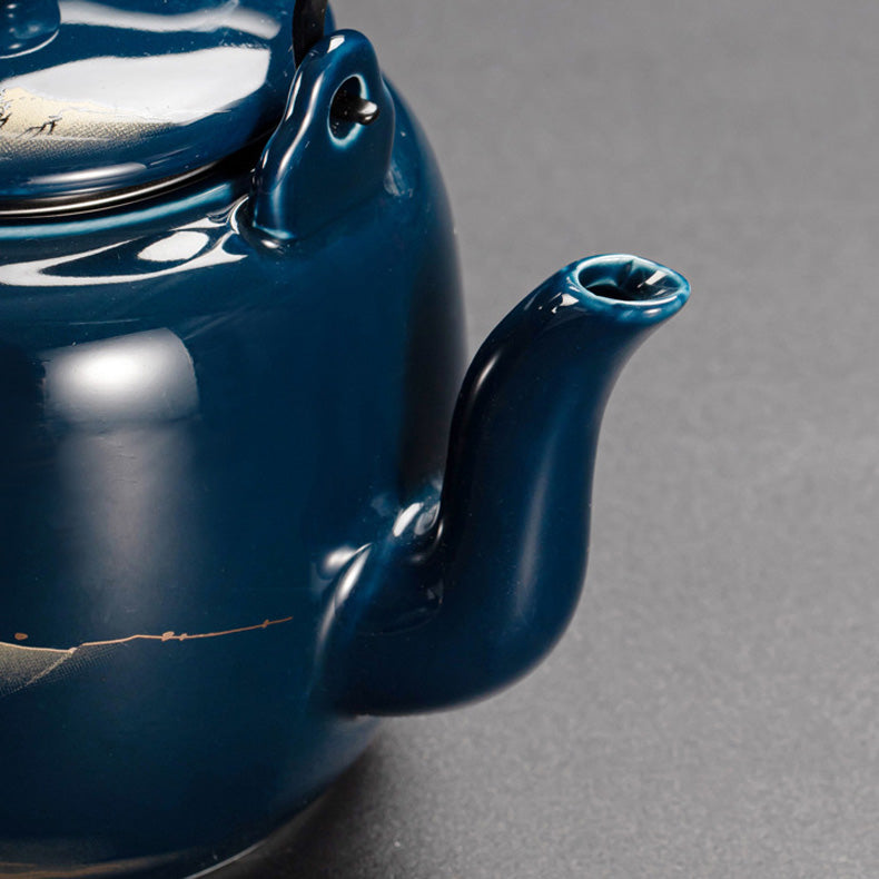 Sansui – Japanese Teapot, Blue Porcelain Gongfu Tea Set with Tray