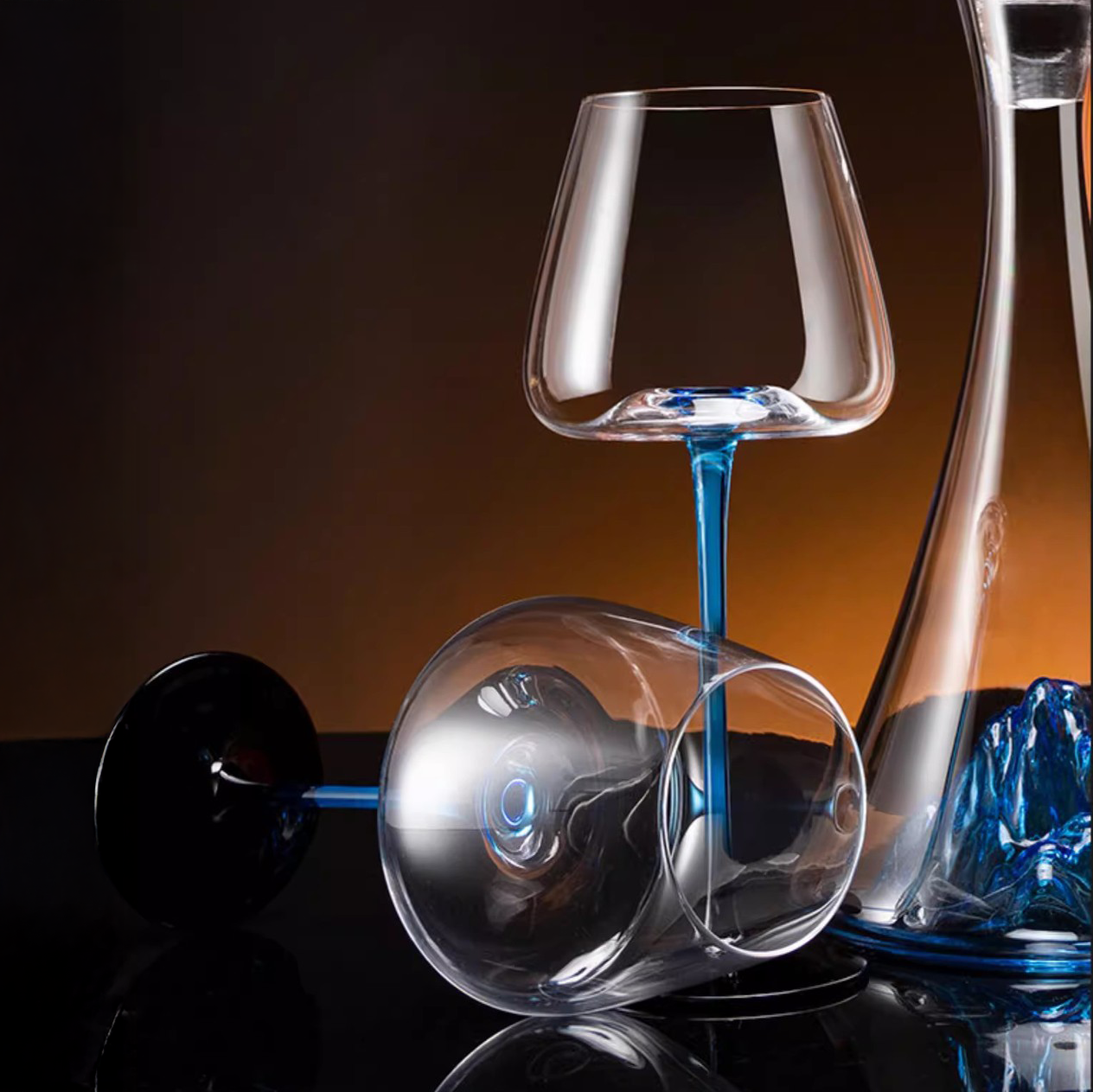 Aoki – Japanese Style Wine Glass, Blue Crystal Stemware