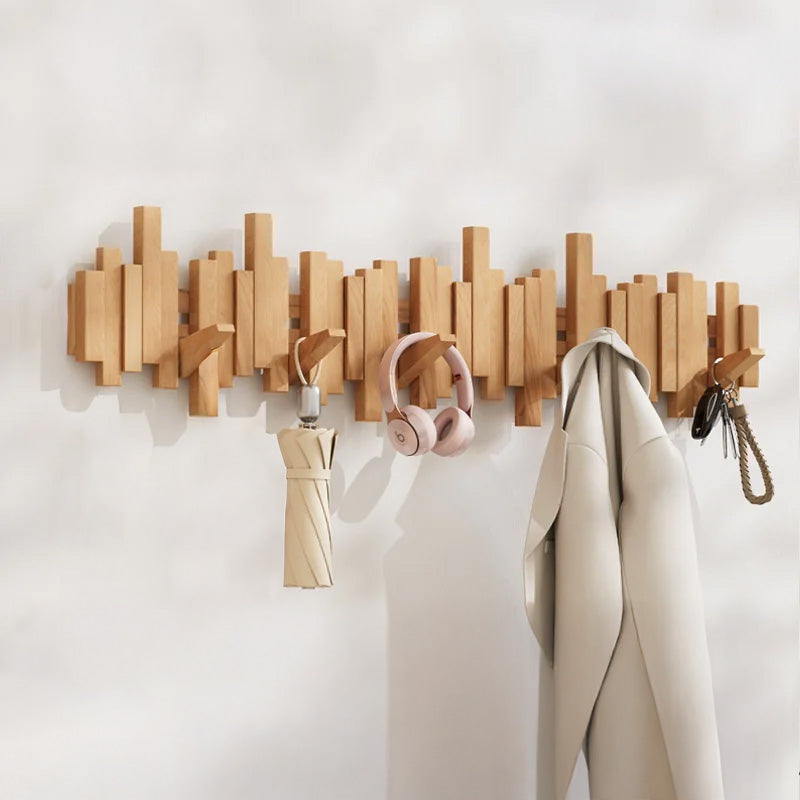 Narabi – Japanese Wooden Wall Hooks, Japandi Style Piano Key Design Coat Rack