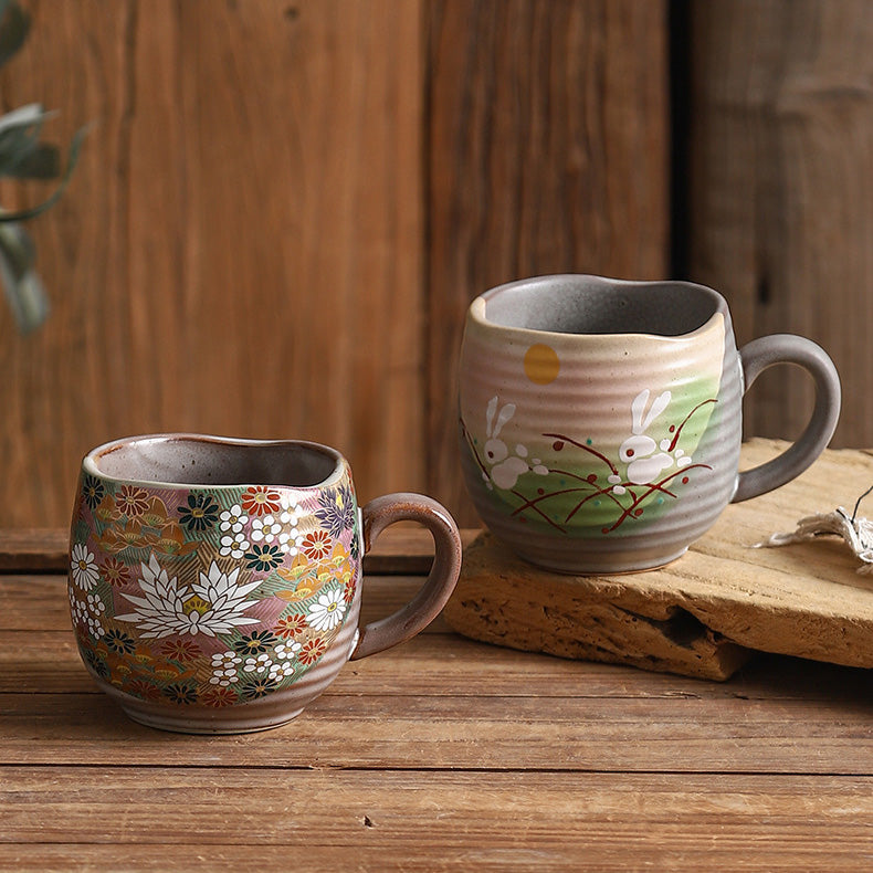 Haruki – Traditional Japanese Kutani Ware Mug, Hand-Painted Ceramic Cup