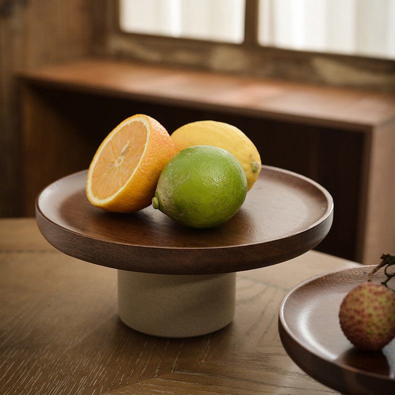 Komori – Japanese Acacia Wood Fruit Tray, Cake Stand with Serving Plate