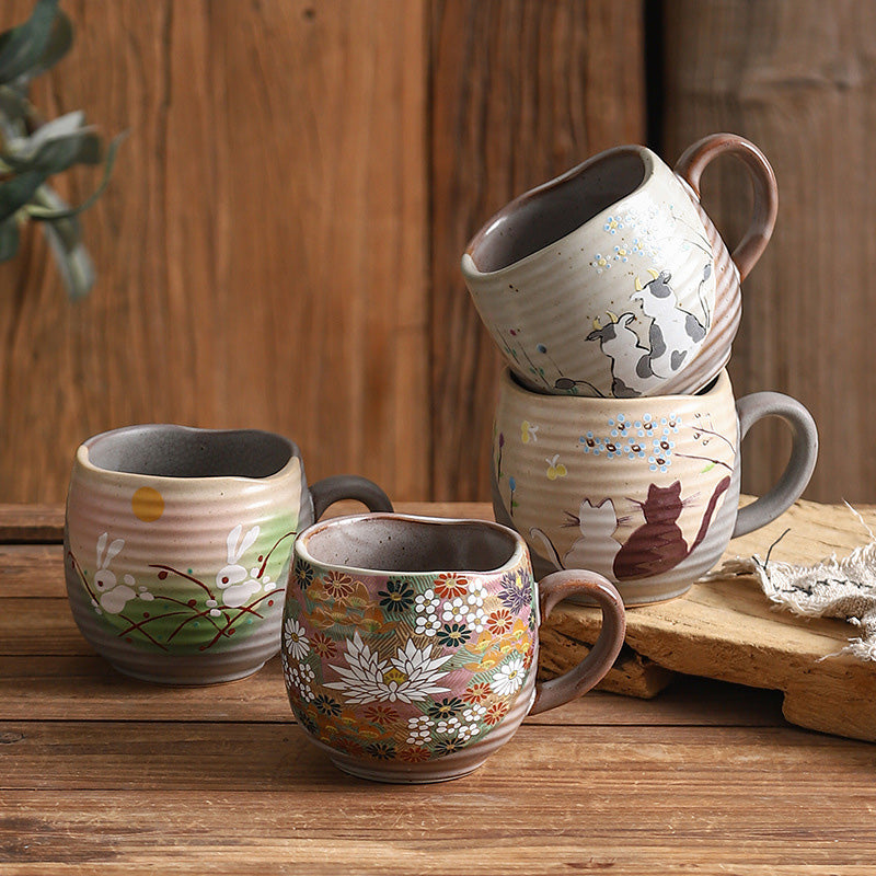 Haruki – Traditional Japanese Kutani Ware Mug, Hand-Painted Ceramic Cup