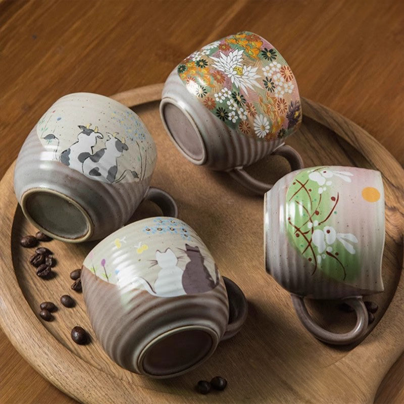 Haruki – Traditional Japanese Kutani Ware Mug, Hand-Painted Ceramic Cup