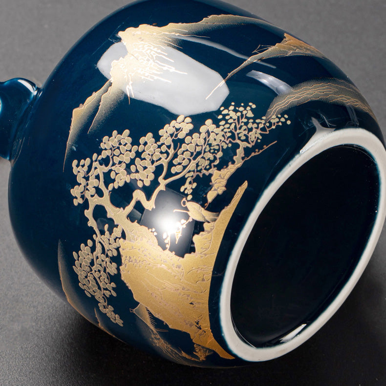 Sansui – Japanese Teapot, Blue Porcelain Gongfu Tea Set with Tray
