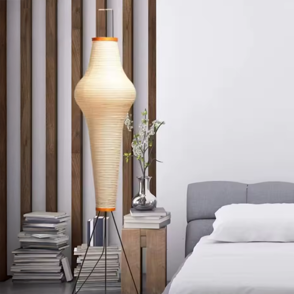 Yoru – Japandi Style Floor Lamp, Wabi-Sabi Paper Lamp with Tripod Stand