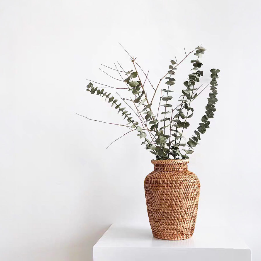 Kago – Japanese Flower Vase, Natural Handwoven Rattan Decor Basket