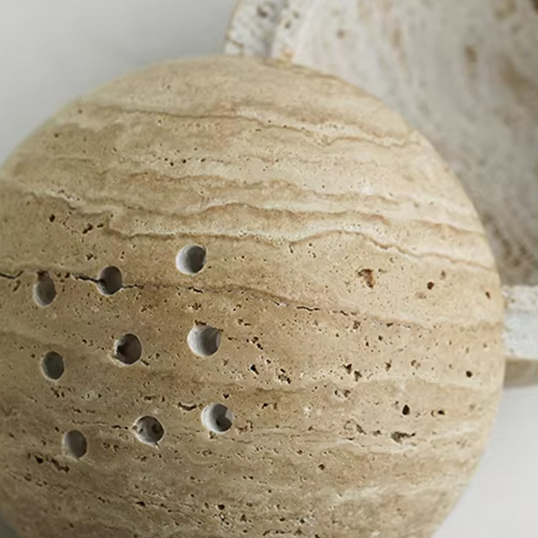 Maru – Japanese Style Travertine Incense Burner, Handcarved Aromatherapy Orb