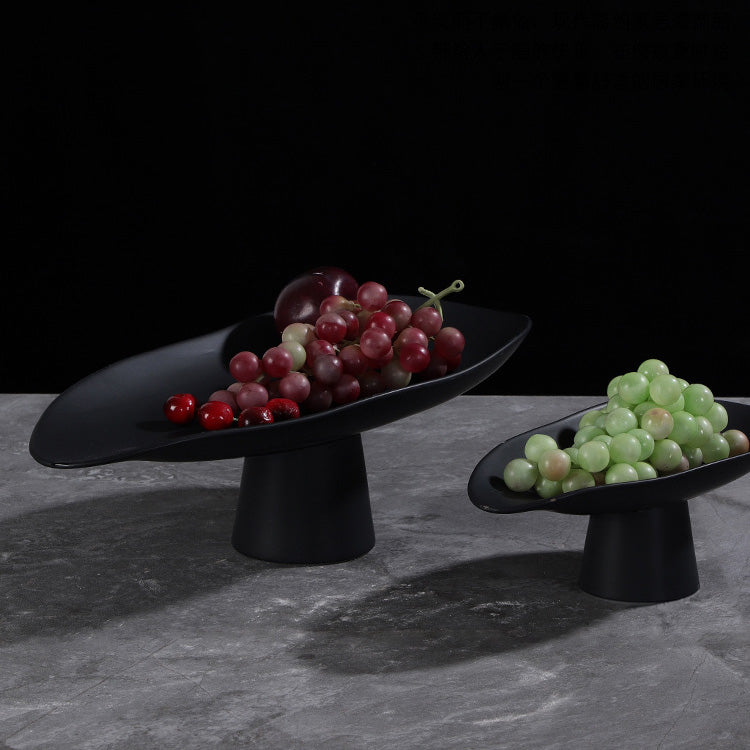 Kuroba – Japanese Decorative Pedestal Tray, Resin Fruit Bowl Decor