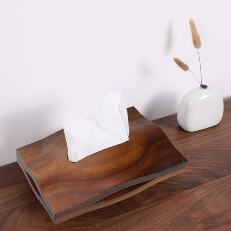 Yama – Japanese Wood Tissue Box Cover, Solid Walnut Sculptural Design