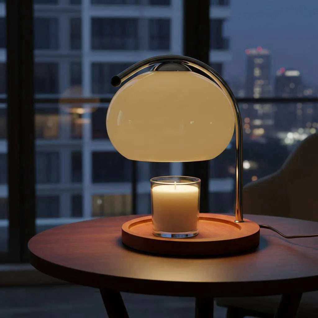 Yuhi – Japandi Style Candle Warmer, Vintage Glass Table Lamp with Dimmer