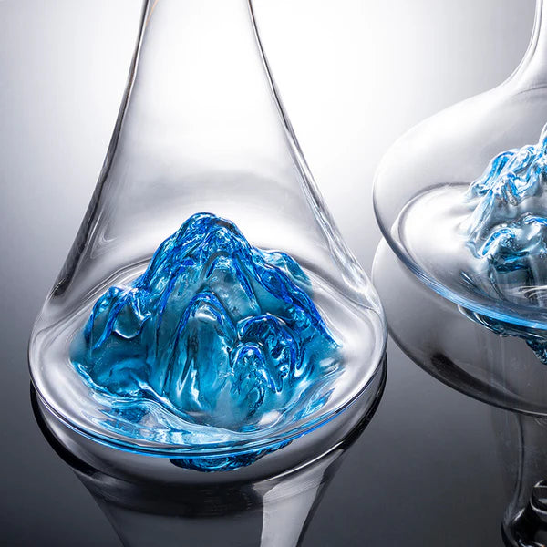 Aoki – Japanese Style Wine Decanter, Hand-Blown Blue Mountain Glass