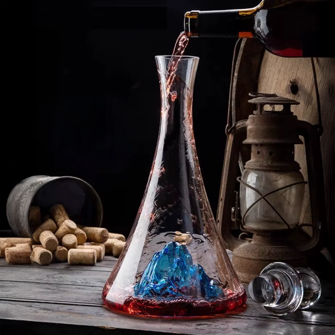 Aoki – Japanese Style Wine Decanter, Hand-Blown Blue Mountain Glass