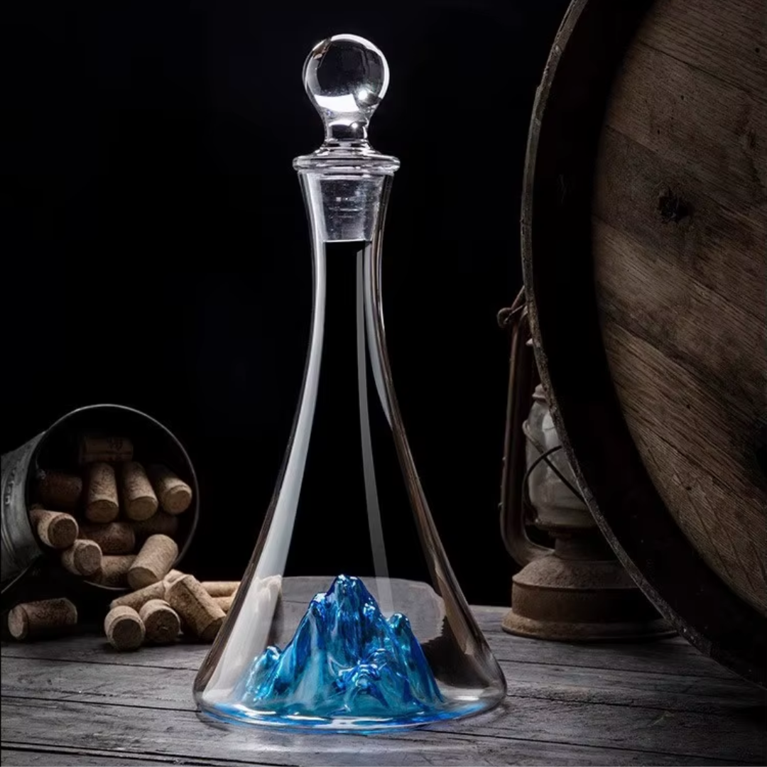 Aoki – Japanese Style Wine Decanter, Hand-Blown Blue Mountain Glass