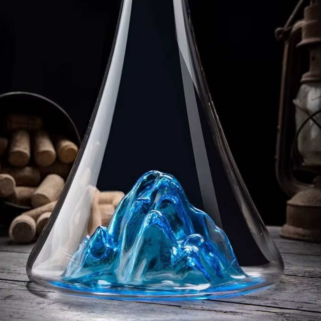 Aoki – Japanese Style Wine Decanter, Hand-Blown Blue Mountain Glass