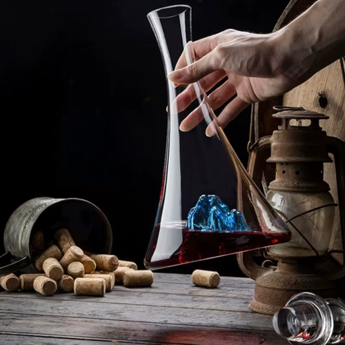 Aoki – Japanese Style Wine Decanter, Hand-Blown Blue Mountain Glass