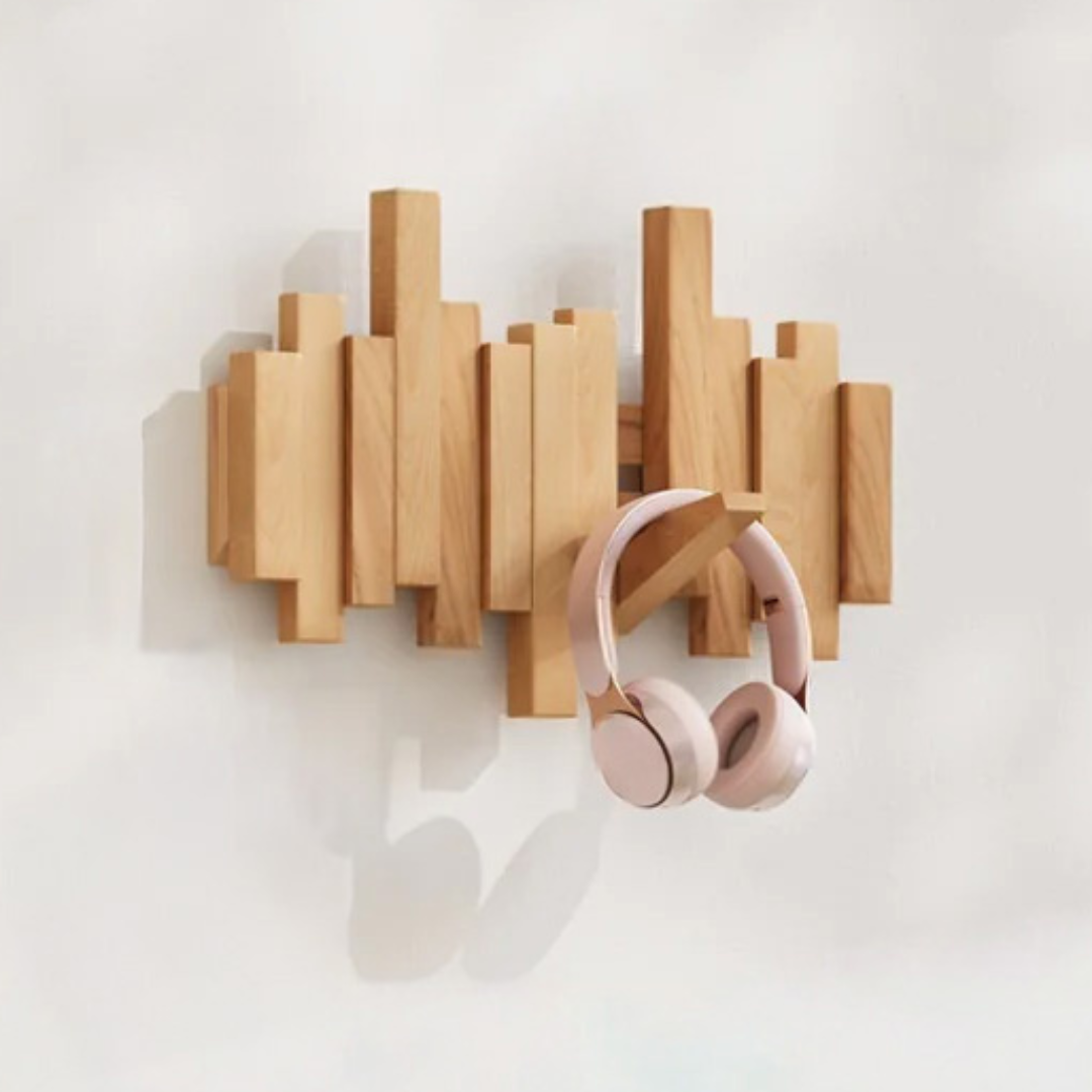 Narabi – Japanese Wooden Wall Hooks, Japandi Style Piano Key Design Coat Rack