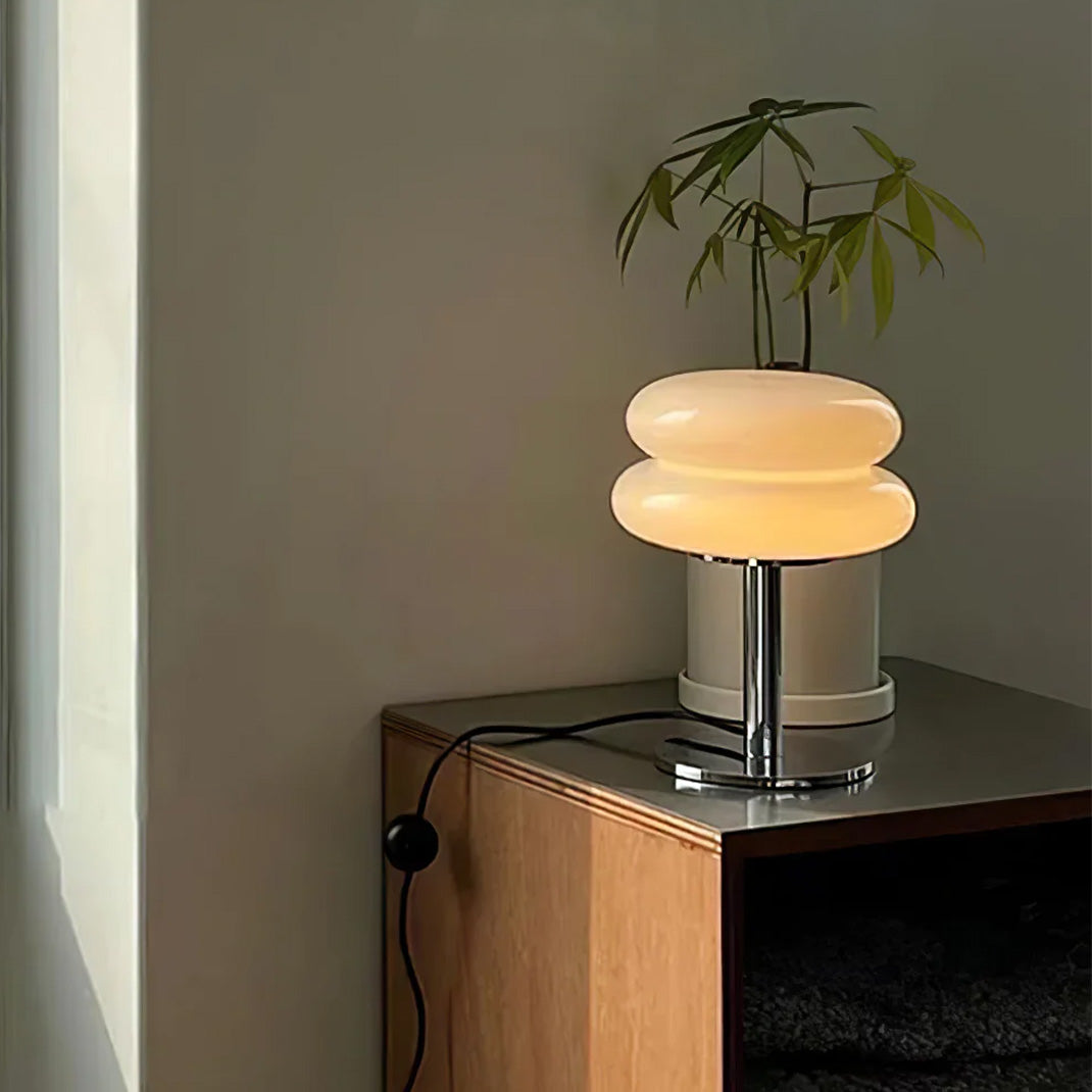 Mochi –  Japandi Style Table Lamp, Minimalist Cushion Glass Design