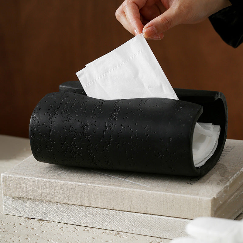 Suna – Japandi Tissue Holder, Handcrafted Natural Sandstone Accent