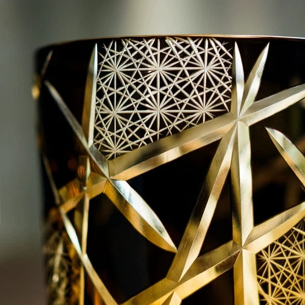 Tsuru – Edo Kiriko Crystal Whiskey Glass, Hand-Cut Lightning Crane Pattern