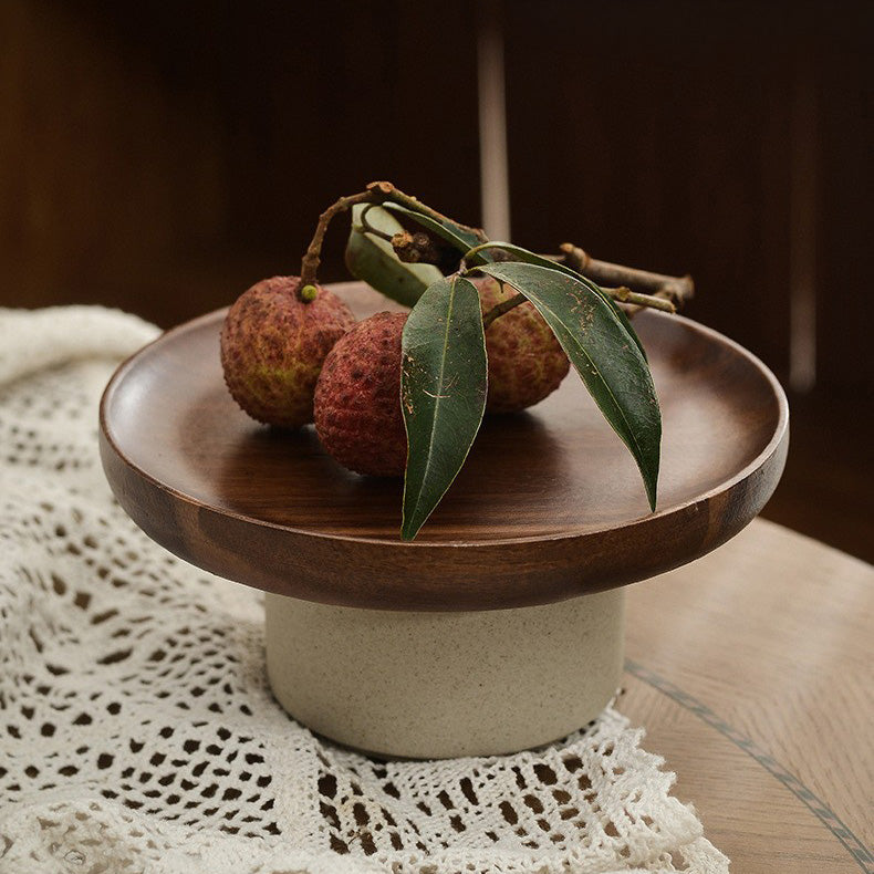 Komori – Japanese Acacia Wood Fruit Tray, Cake Stand with Serving Plate
