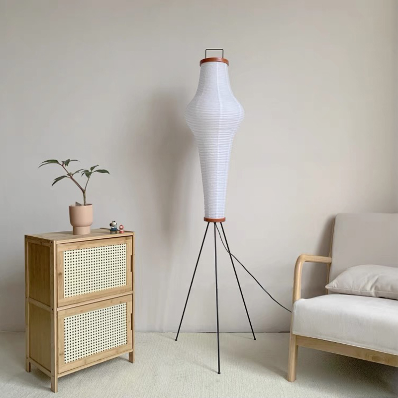 Yoru – Japandi Style Floor Lamp, Wabi-Sabi Paper Lamp with Tripod Stand