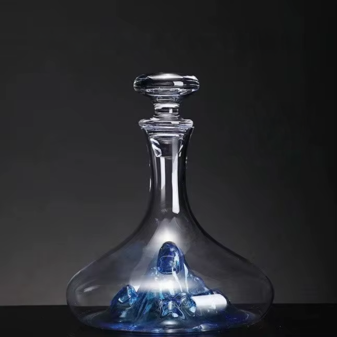 Aoki – Japanese Style Wine Decanter, Hand-Blown Blue Mountain Glass
