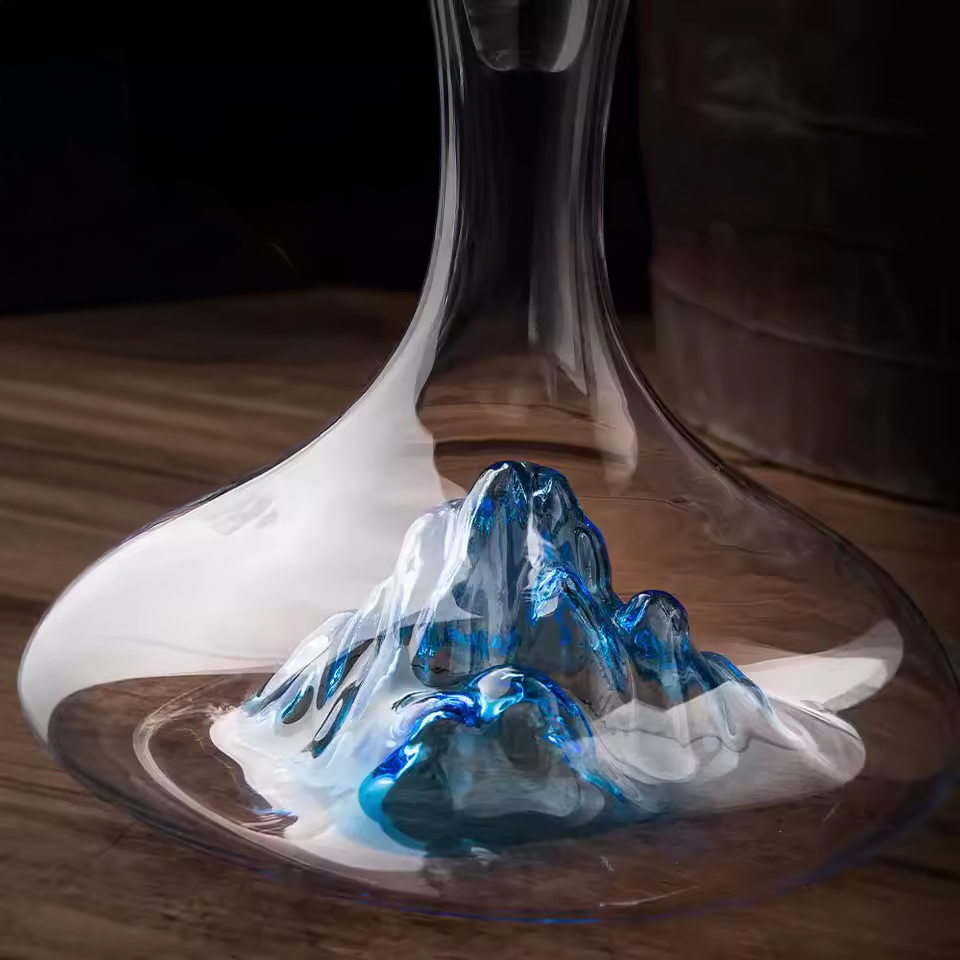 Aoki – Japanese Style Wine Decanter, Hand-Blown Blue Mountain Glass