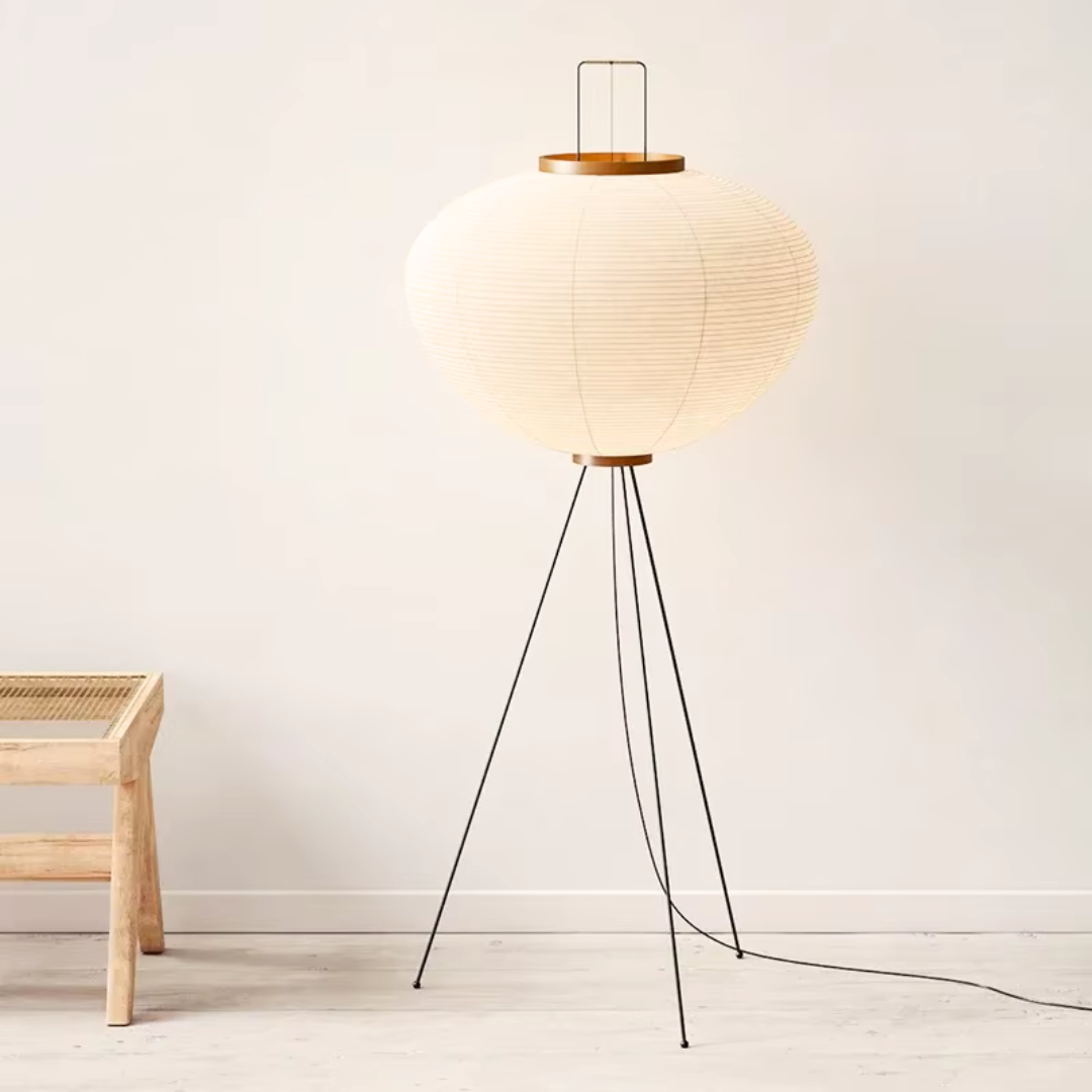 Kumo – Japandi Style Floor Lamp, Wabi-Sabi Paper Lamp with Tripod Stand