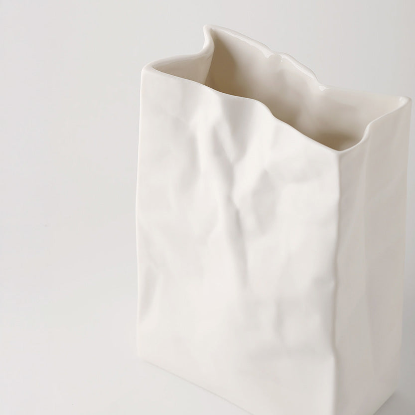 Washi – Ceramic Flower Vase, Handcrafted Japandi Paper Bag Design