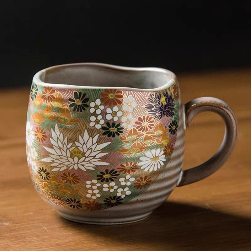 Haruki – Traditional Japanese Kutani Ware Mug, Hand-Painted Ceramic Cup