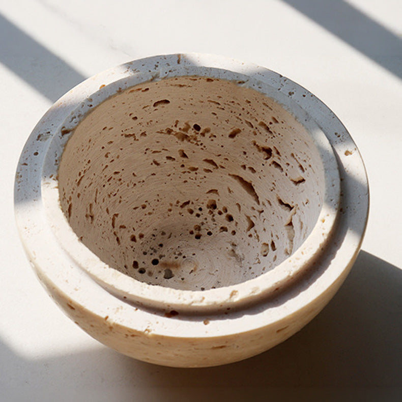 Maru – Japanese Style Travertine Incense Burner, Handcarved Aromatherapy Orb