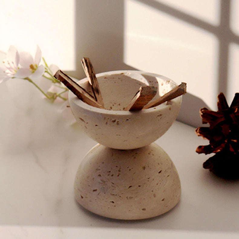 Maru – Japanese Style Travertine Incense Burner, Handcarved Aromatherapy Orb
