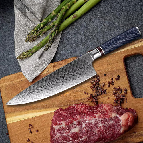 Hayate – Japanese Damascus Chef Knife, 67-Layer Feather Pattern Steel