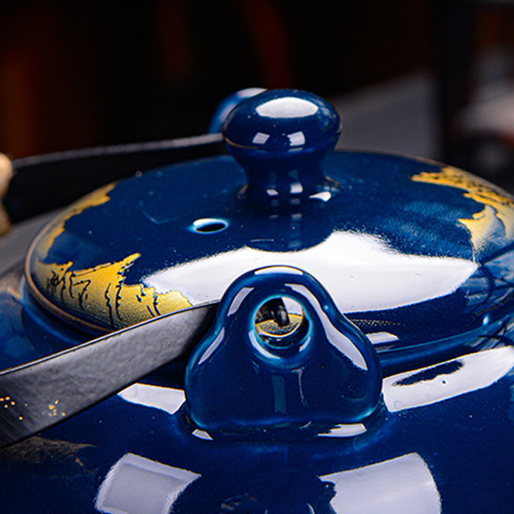 Sansui – Japanese Teapot, Blue Porcelain Gongfu Tea Set with Tray