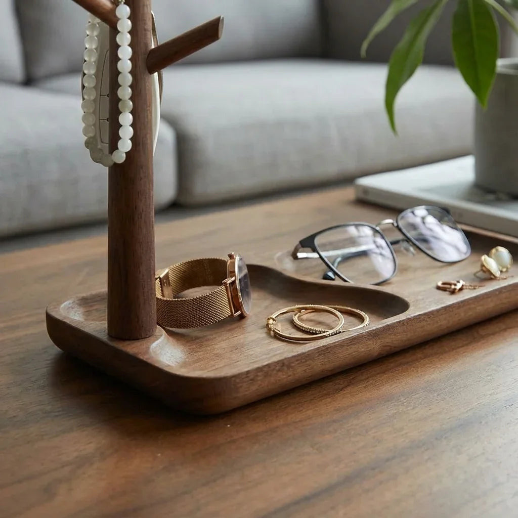 Koeda – Japandi Wooden Key Tray, Tree Branch Jewelry Holder