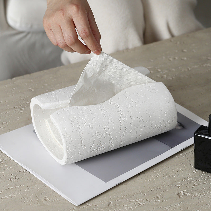 Suna – Japandi Tissue Holder, Handcrafted Natural Sandstone Accent