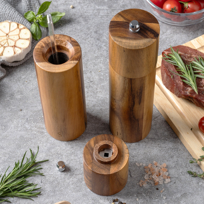 Mokume – Japanese Pepper and Salt Grinder Set, Acacia Wood Spice Mill