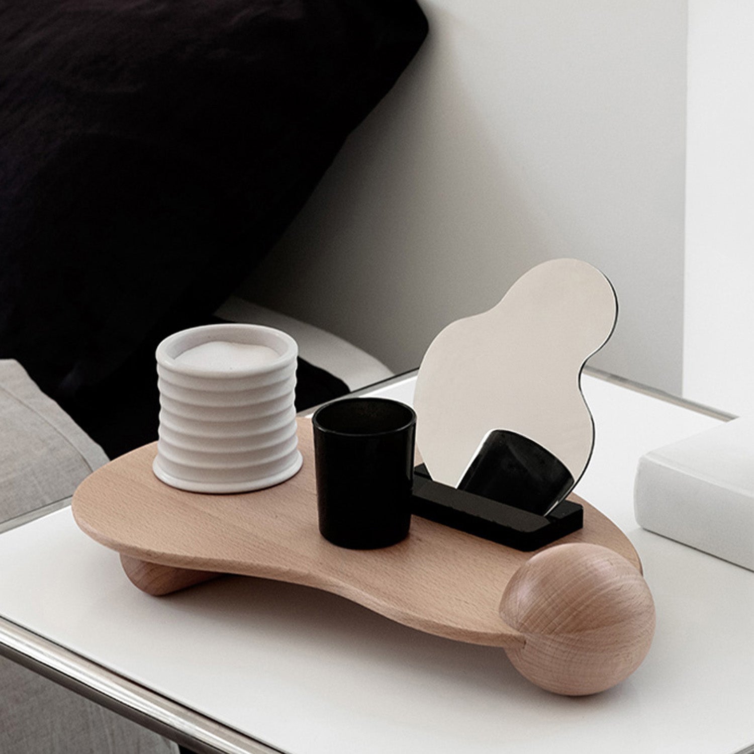 Yori – Japandi Style Decorative Wood Tray, Minimalist Vanity Organizer