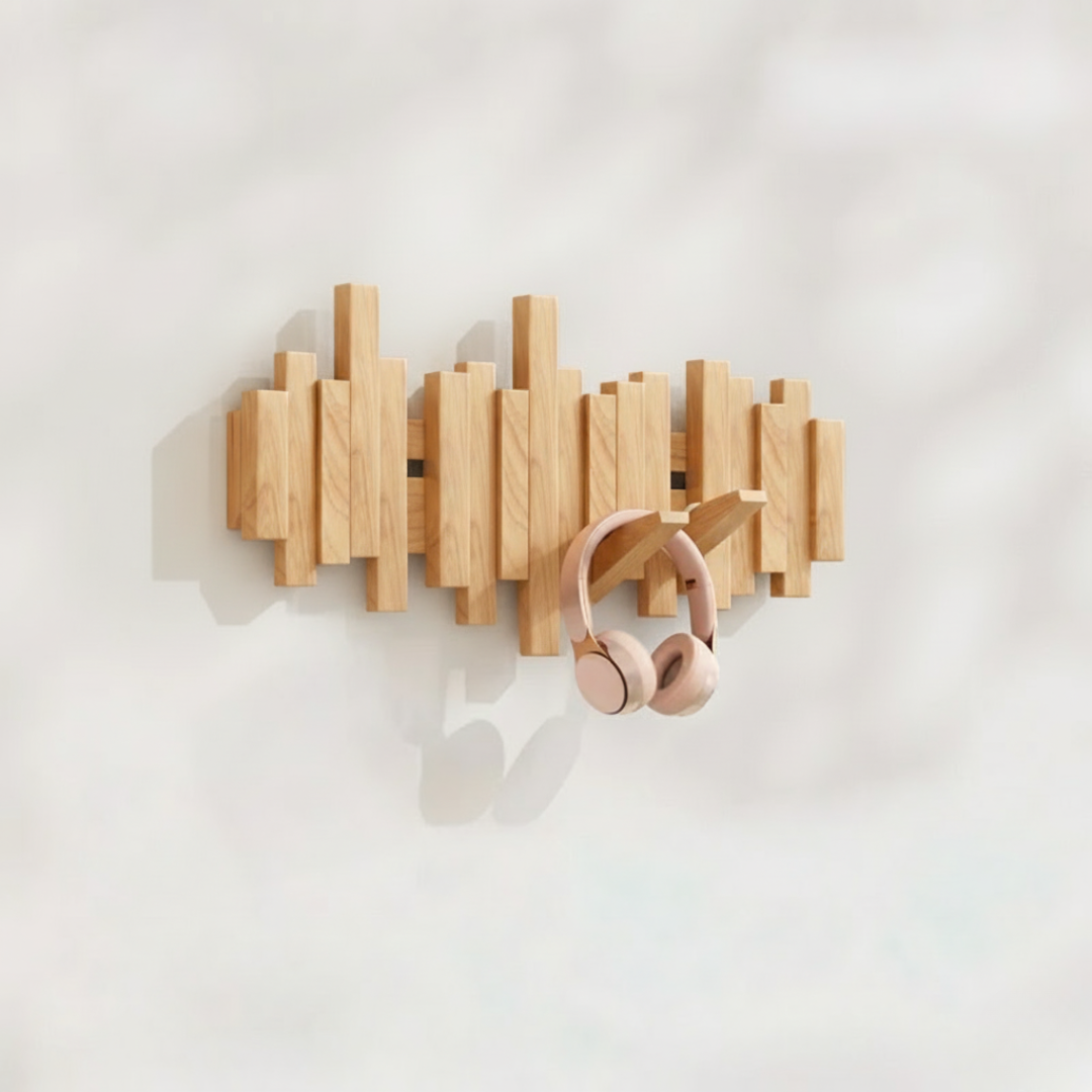 Narabi – Japanese Wooden Wall Hooks, Japandi Style Piano Key Design Coat Rack