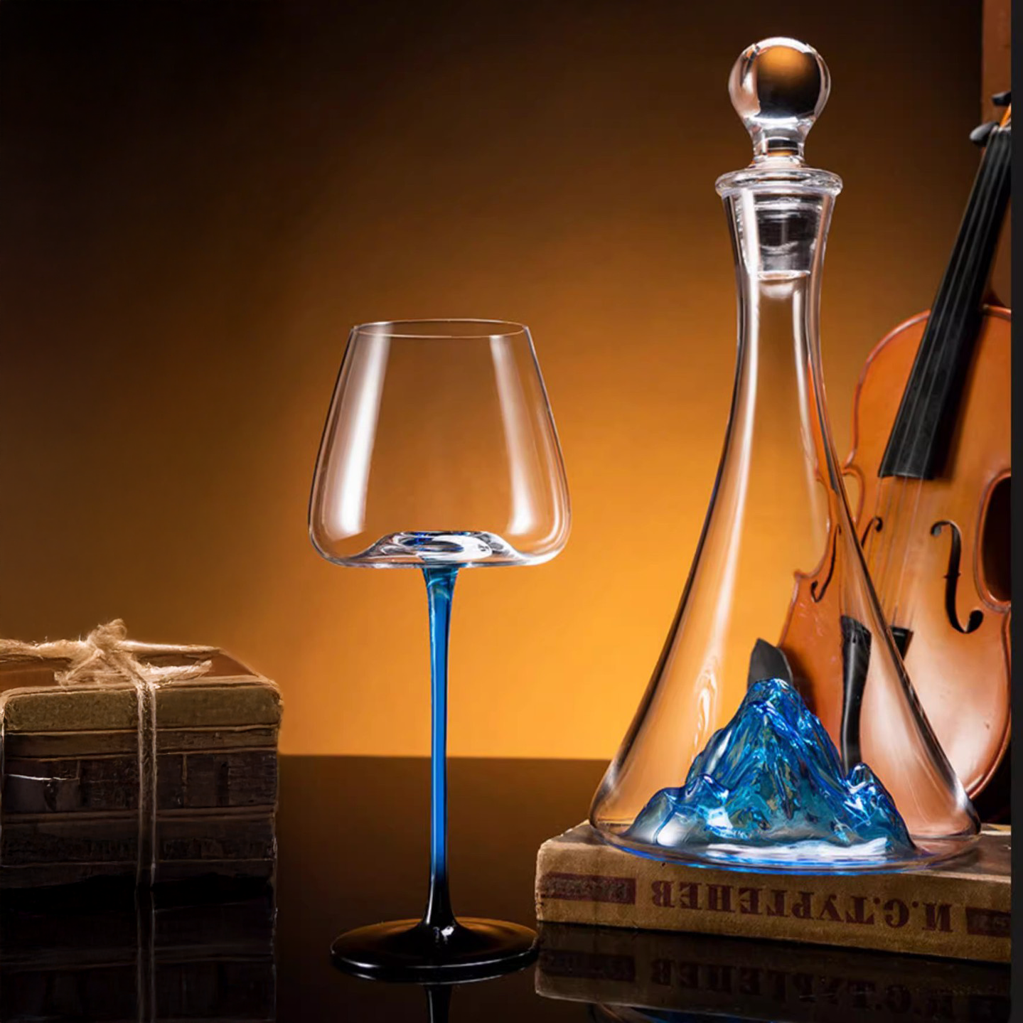 Aoki – Japanese Style Wine Glass, Blue Crystal Stemware