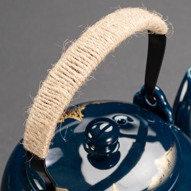 Sansui – Japanese Teapot, Blue Porcelain Gongfu Tea Set with Tray