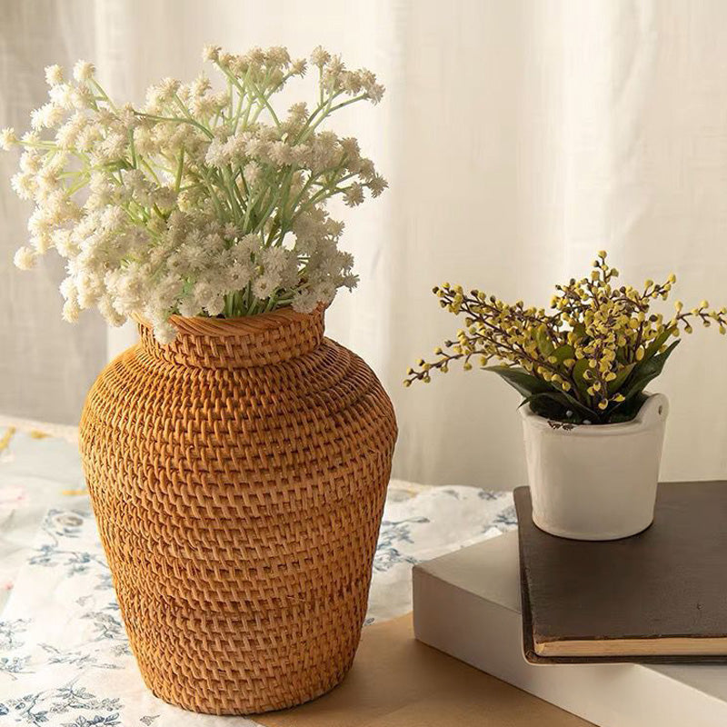 Kago – Japanese Flower Vase, Natural Handwoven Rattan Decor Basket