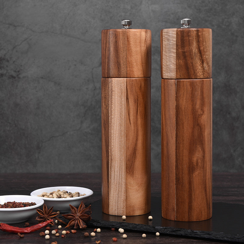 Mokume – Japanese Pepper and Salt Grinder Set, Acacia Wood Spice Mill